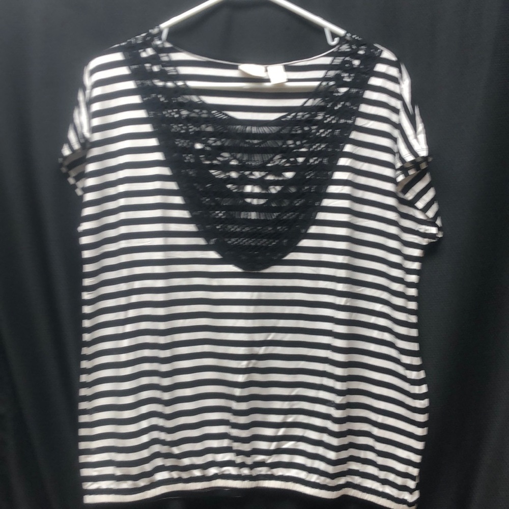 Chico’s Black & White Striped Top